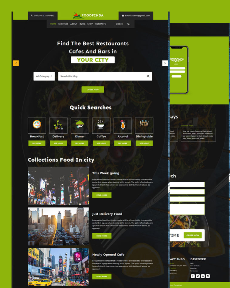 Foodfinda – Restaurants PSD Template