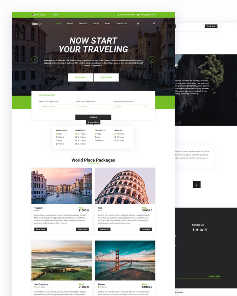 Trovol – Traveling PSD Template
