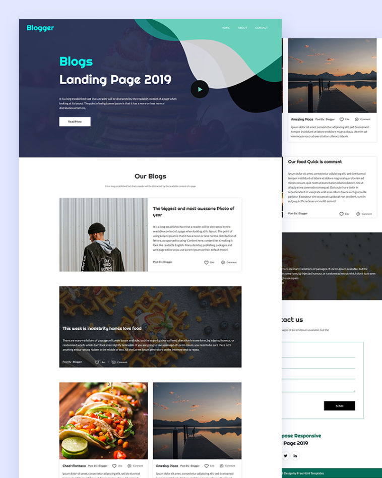 Blogger – Landing Page PSD Template