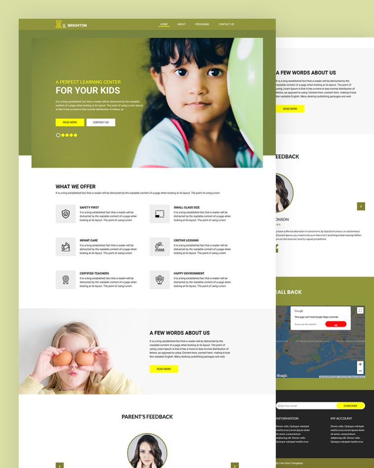 Brighton – Learning center PSD and HTML Template