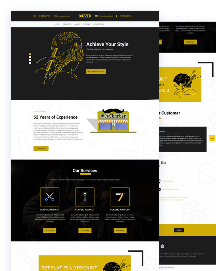 Buzzed – Hairstyle Website PSD Template