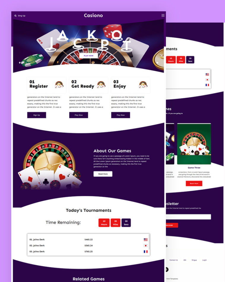 Casiono – Casino PSD Template