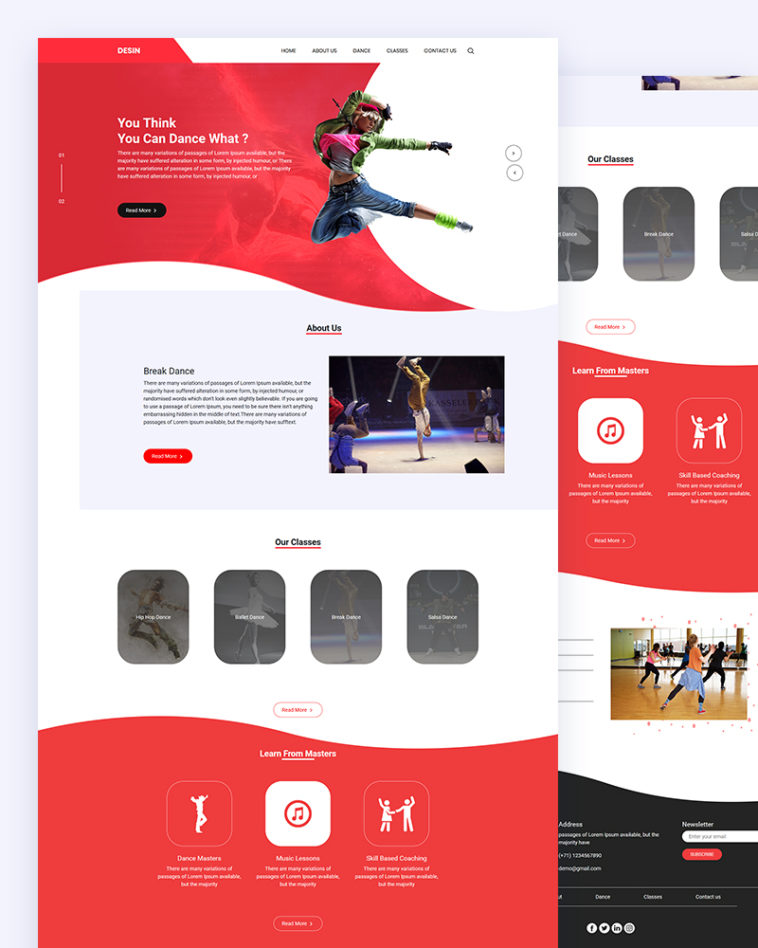Desin – Dance Classes PSD Template
