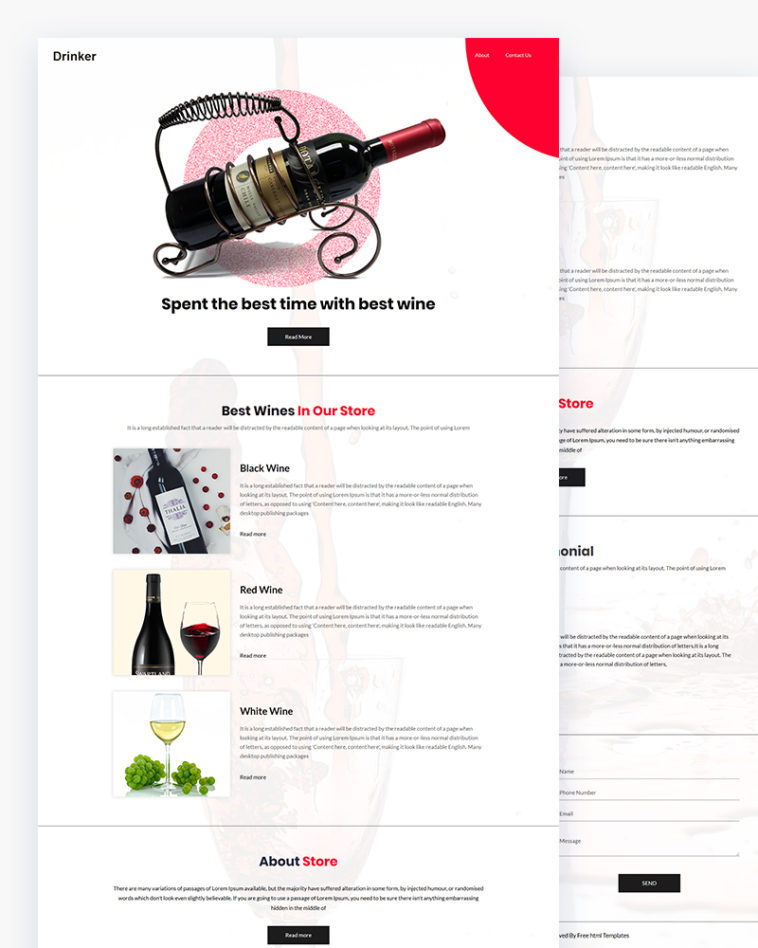 Drinker – Wine Website PSD Template