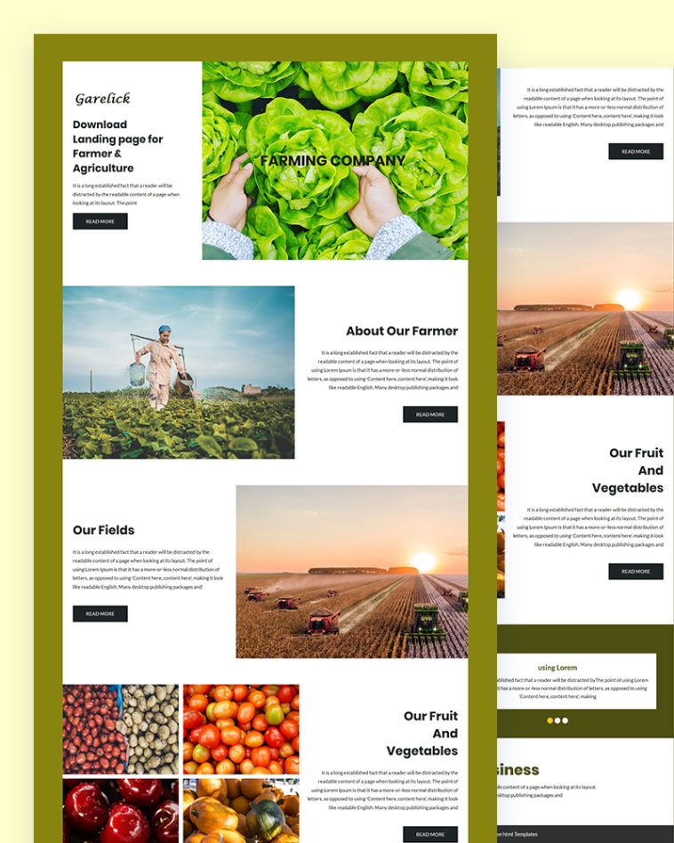 Garelick – Agriculture Website PSD Template