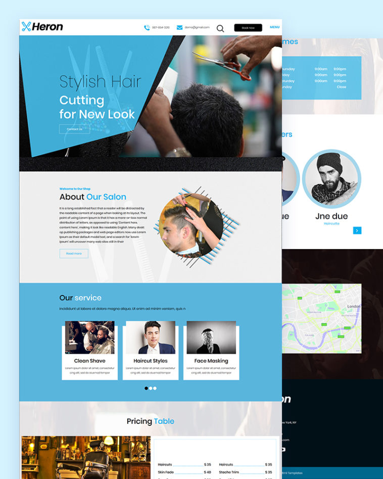 Heron – Free Hair Salon PSD Template