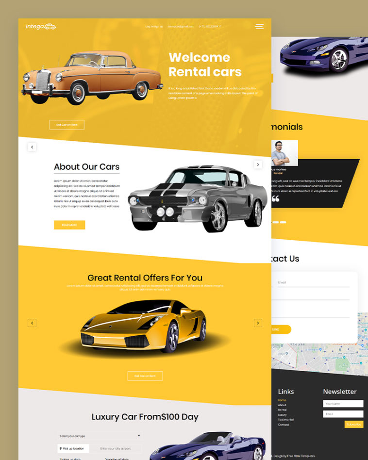 Intega – Rental Car PSD Template