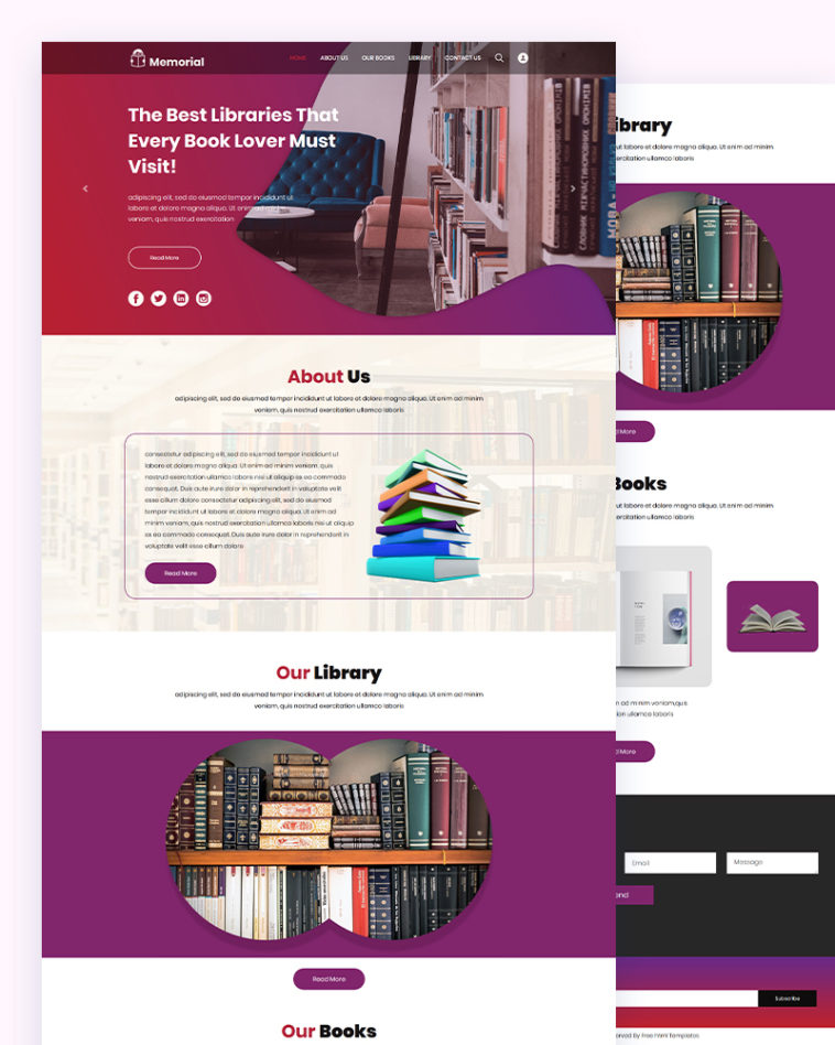 Memorial – Library Store PSD Template
