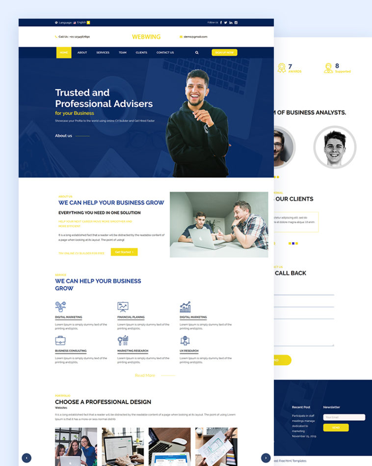 Webwing – Business Adviser PSD Template