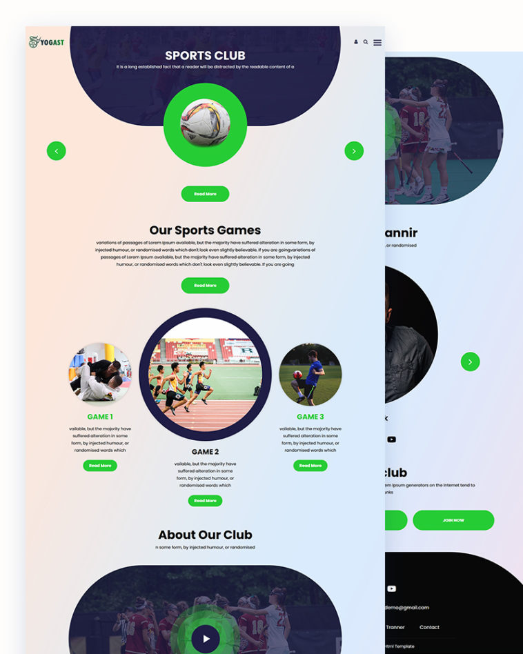 Yogast – Sports PSD Template